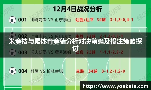 米竞技与累体育竞猜分析对决前瞻及投注策略探讨